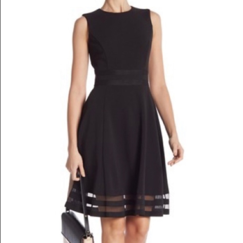 Calvin Klein illusion stripe and flare dress NWT